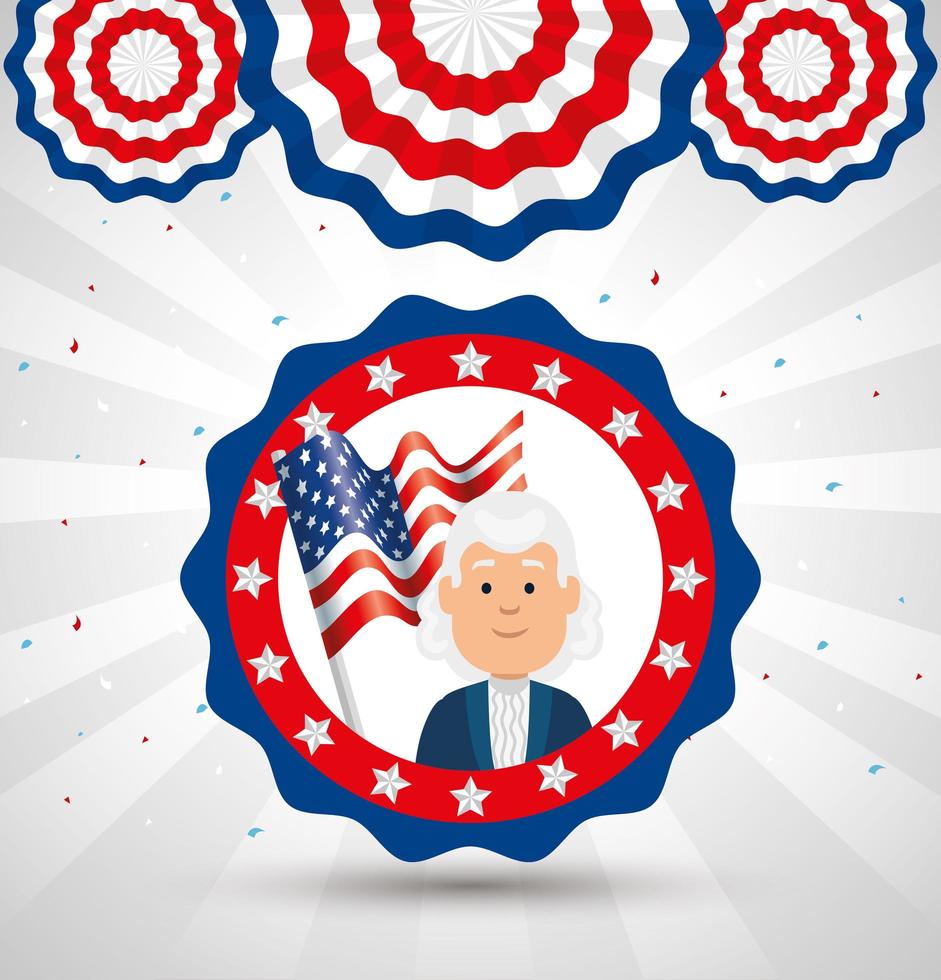 man cartoon van usa happy presidents day vector design