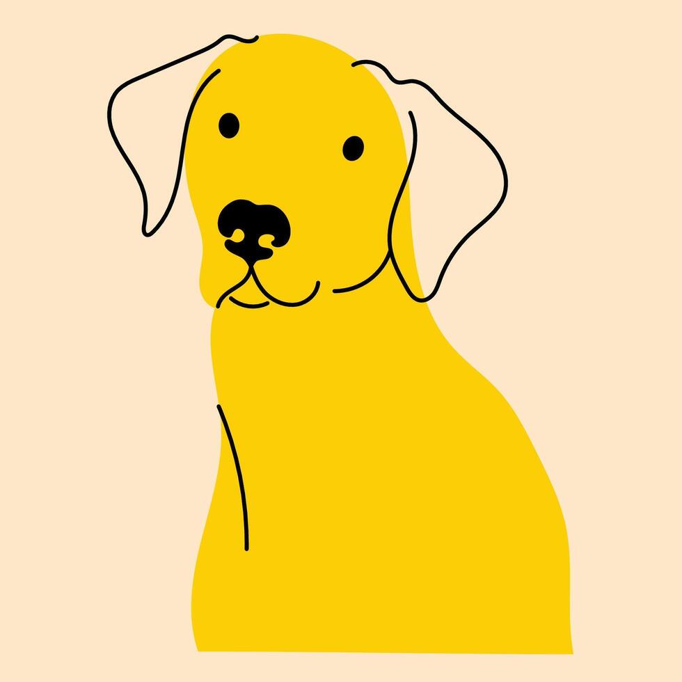 geel, luxe hond, pup. avatar, insigne, poster, logo Sjablonen, afdrukken. illustratie in vlak tekenfilm stijl vector