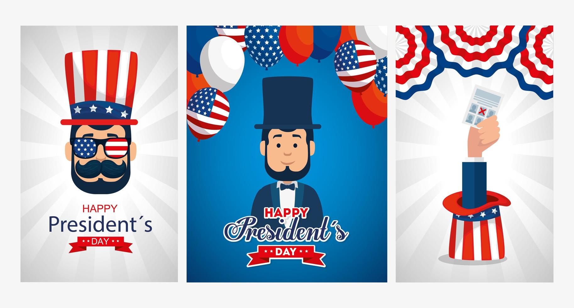 mannen avatars tekenfilms van usa happy presidents day vector design