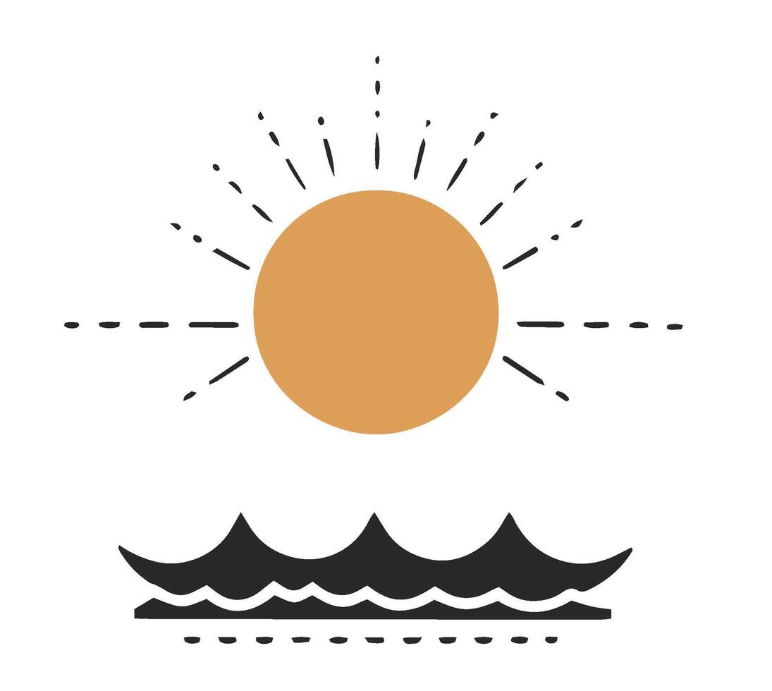 zon over- zee golven illustratie vector