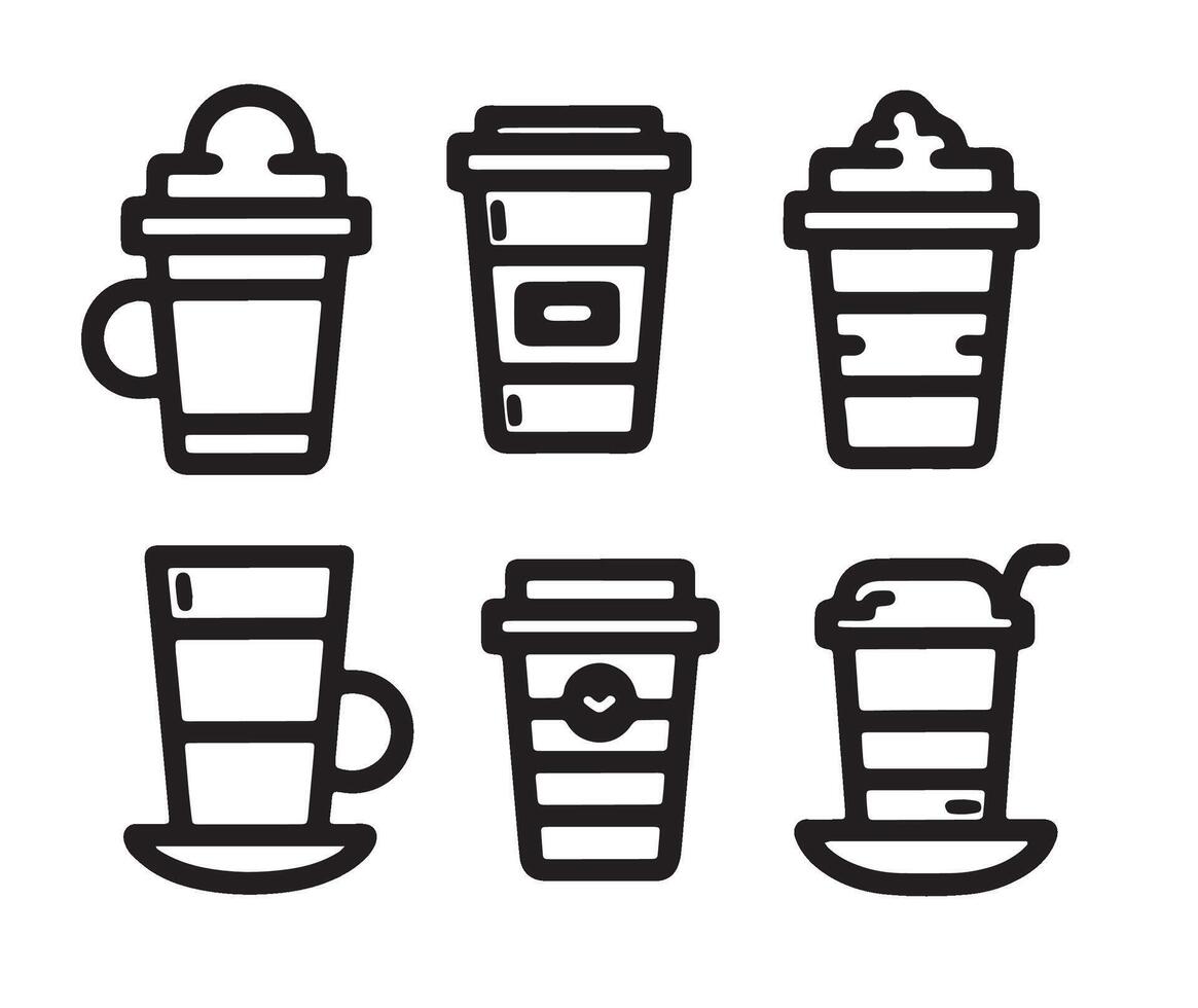 verscheidenheid van gestileerde koffie cups vector