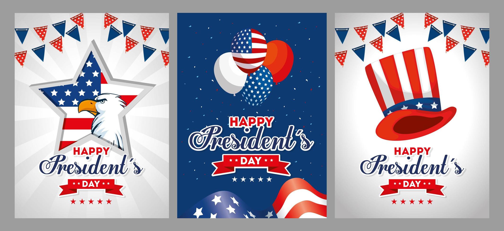 adelaar ballonnen en hoed van usa happy presidents day vector design