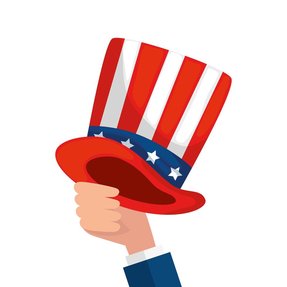 geïsoleerde hand met usa hoed vector design