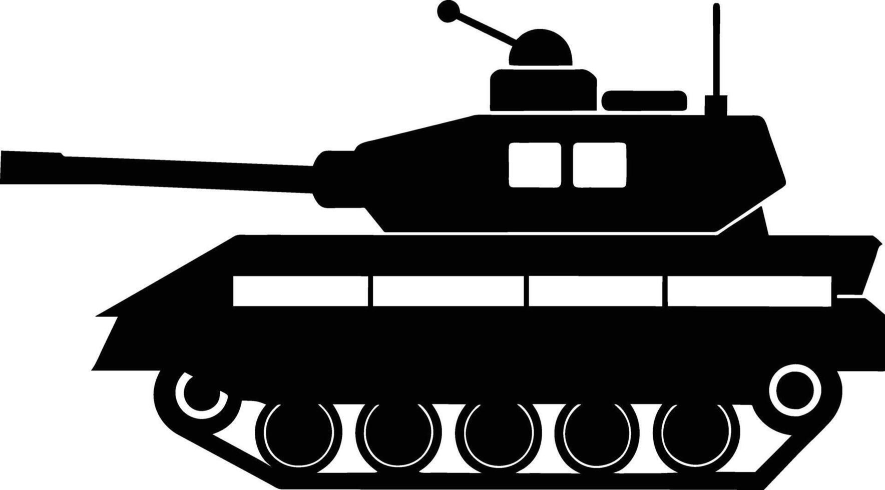 zwart tank silhouet Aan wit achtergrond vector