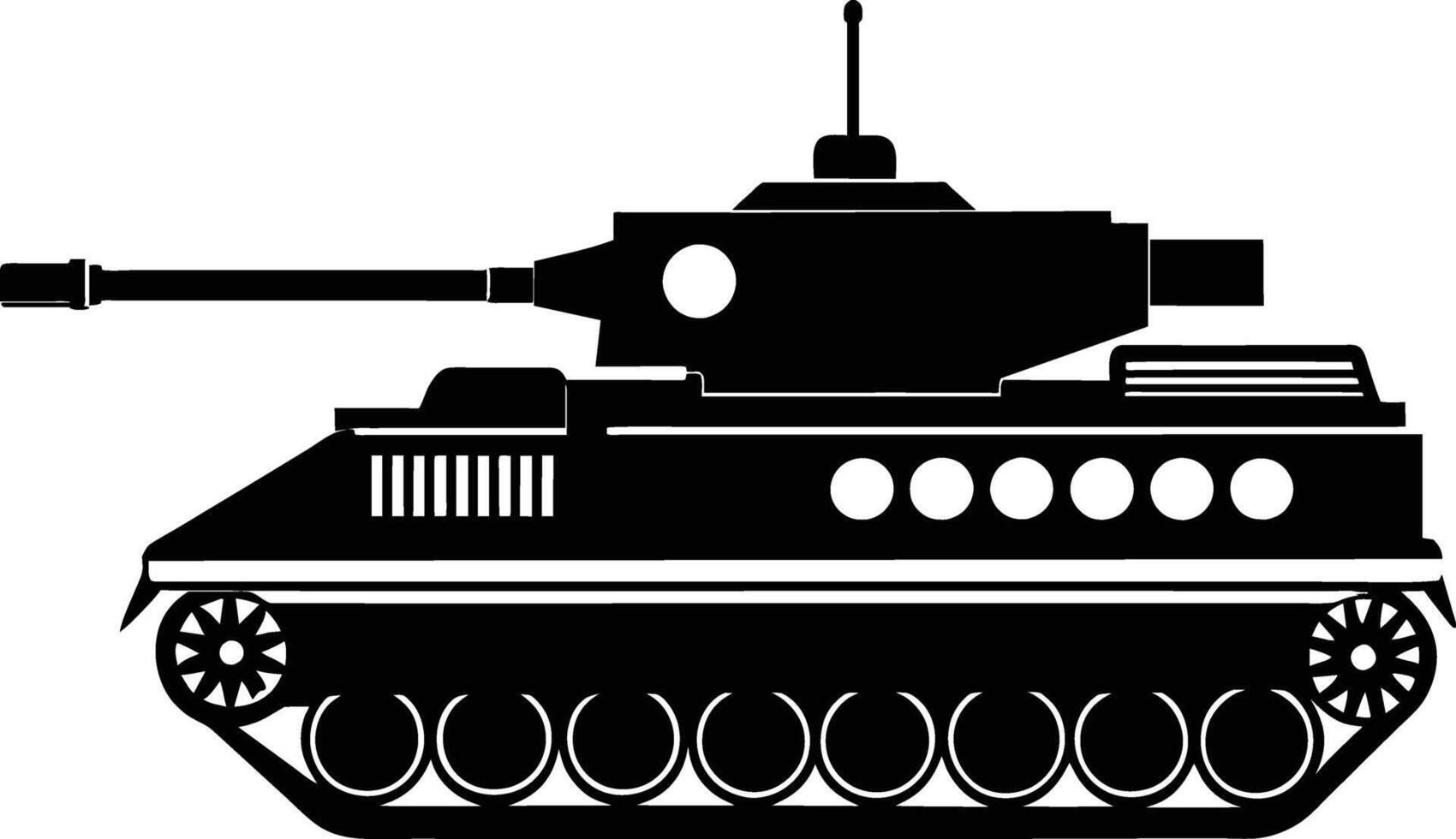 zwart tank silhouet Aan wit achtergrond vector