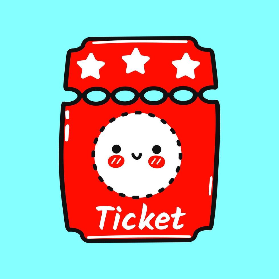 bioscoop ticket karakter. hand- getrokken tekenfilm kawaii karakter illustratie icoon. geïsoleerd Aan blauw achtergrond. bioscoop ticket karakter concept vector