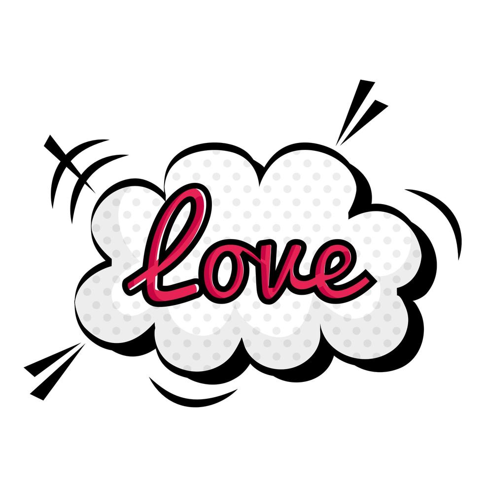 liefde teken in cloud pop-art stijlicoon vector