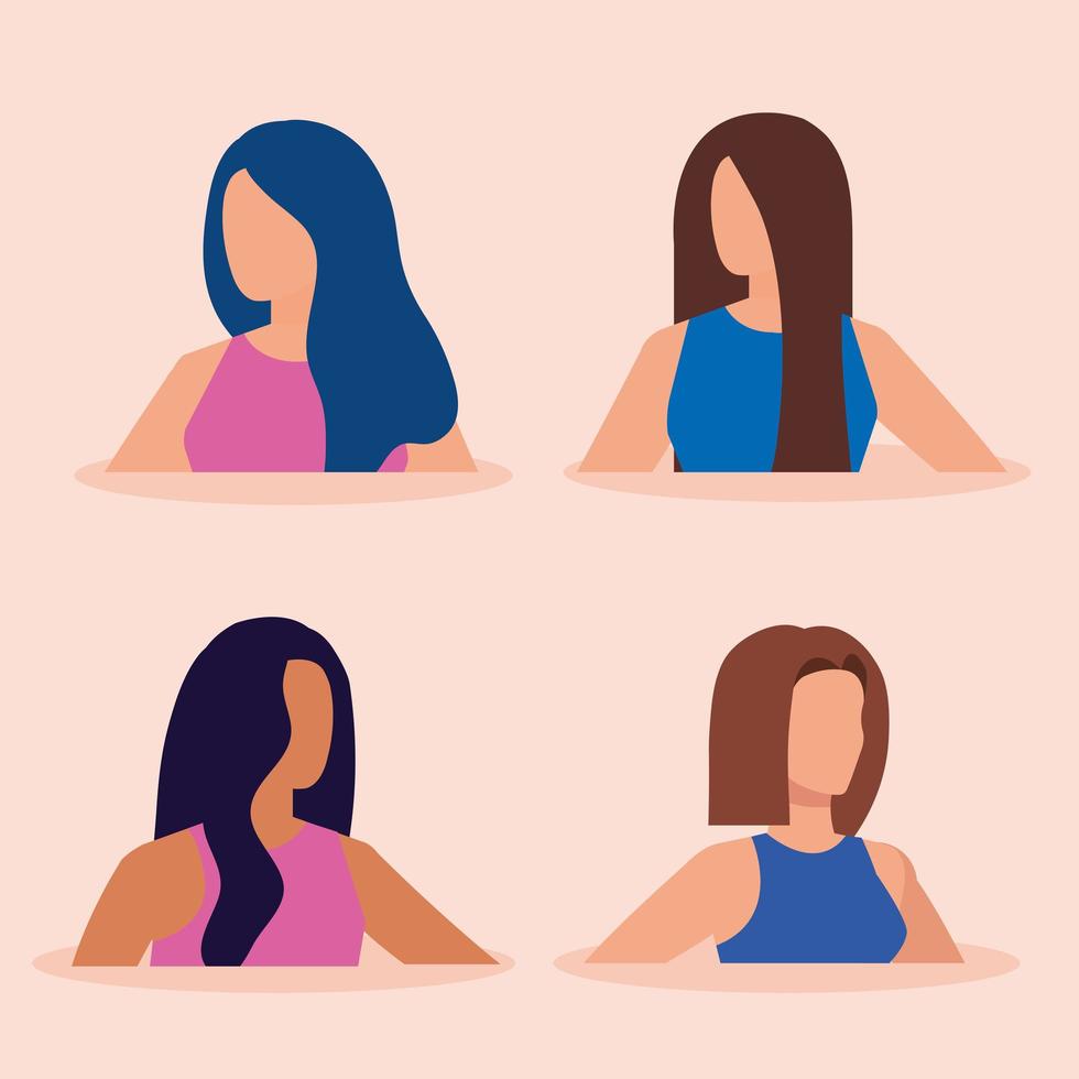 groep zakelijke vrouwen elegante avatar karakter vector