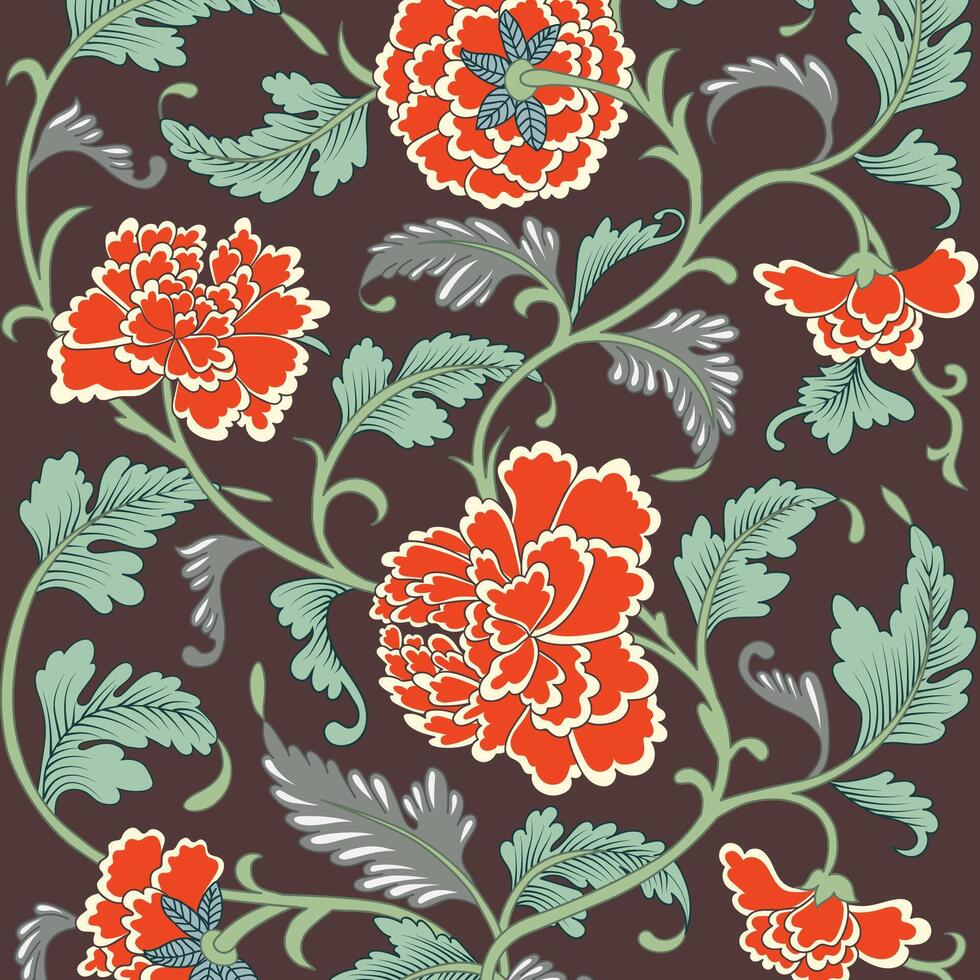 sier- gekleurde antiek bloemen patroon vector