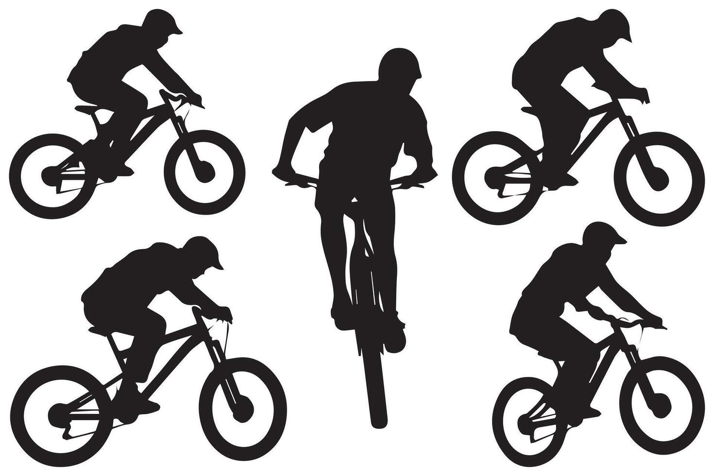 zwart silhouetten van bmx rijder jumping Aan een wit achtergrond vector