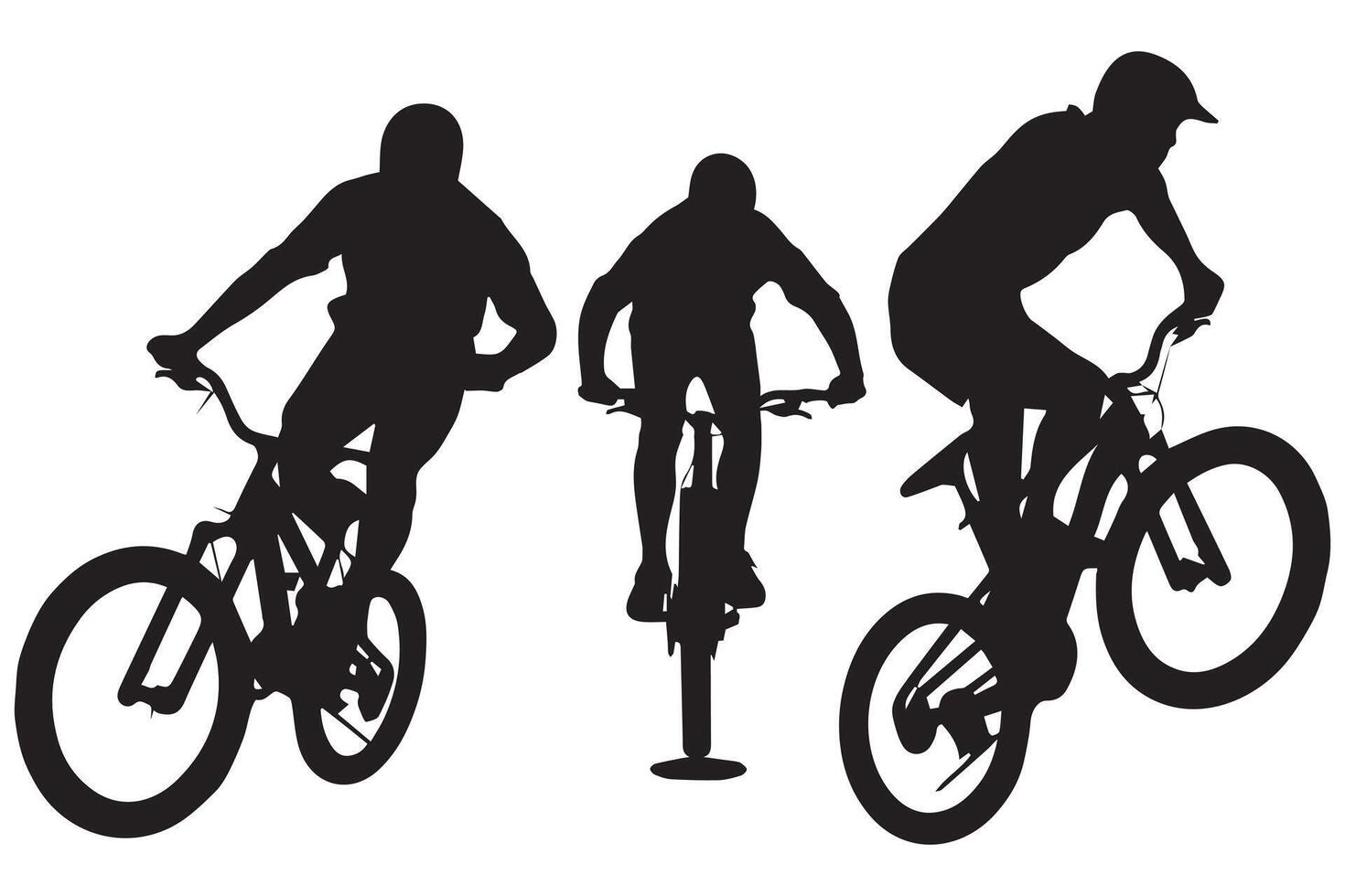 fietser silhouet set. zwart silhouet van een fietser Aan een wit achtergrond vector