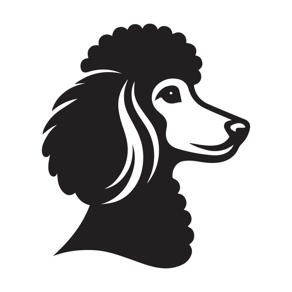 poedel hond - een nadenkend poedel hond gezicht illustratie in zwart en wit vector