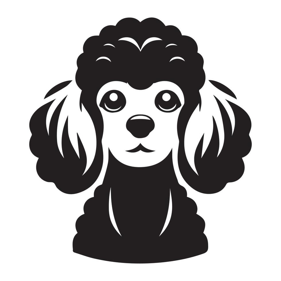 poedel hond logo - een aanbiddend poedel hond gezicht illustratie in zwart en wit vector