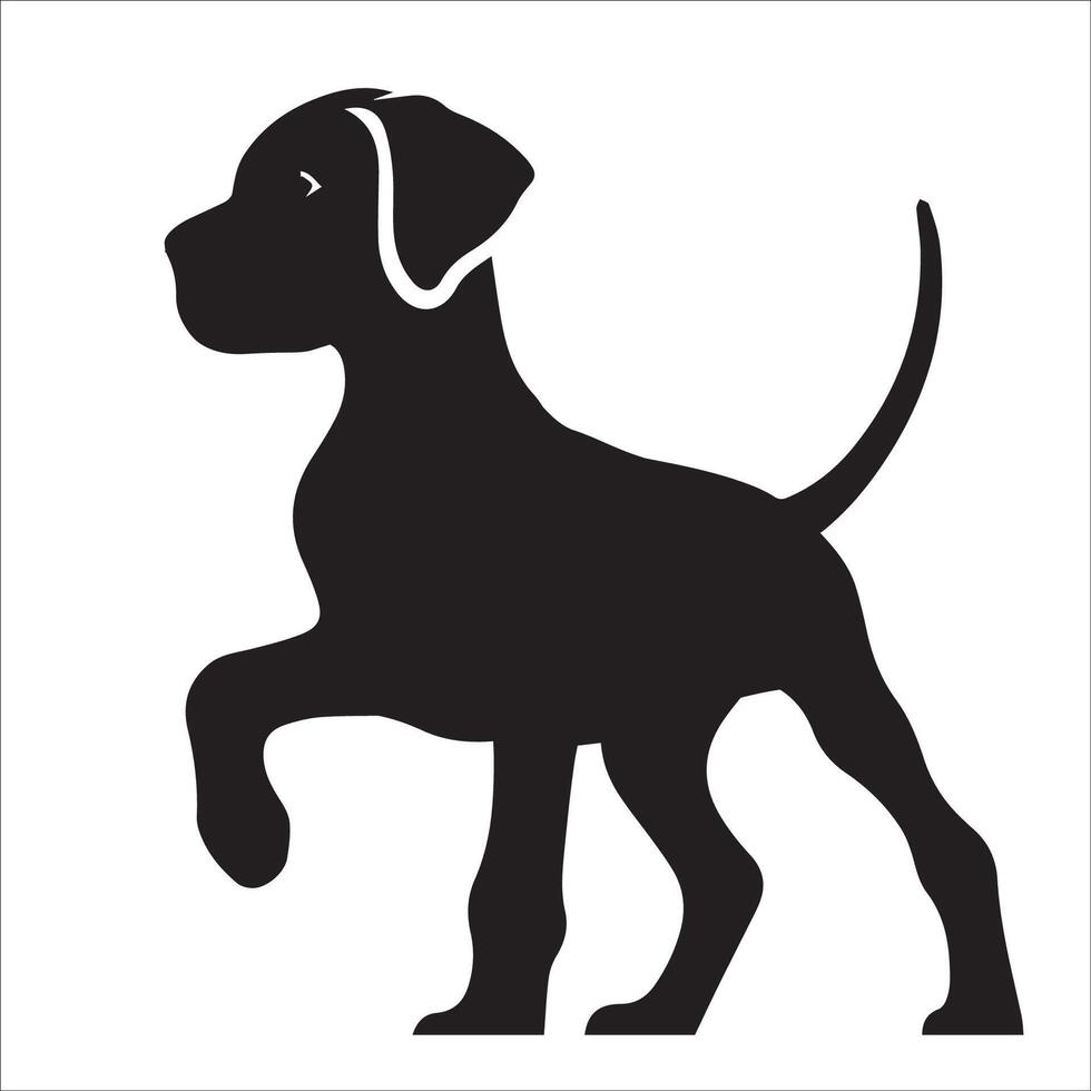 illustratie van een Super goed dane hond staand in silhouet vector