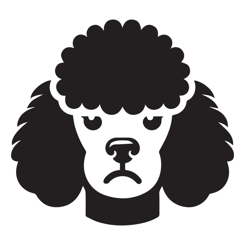 poedel hond - een verveeld poedel hond gezicht illustratie in zwart en wit vector