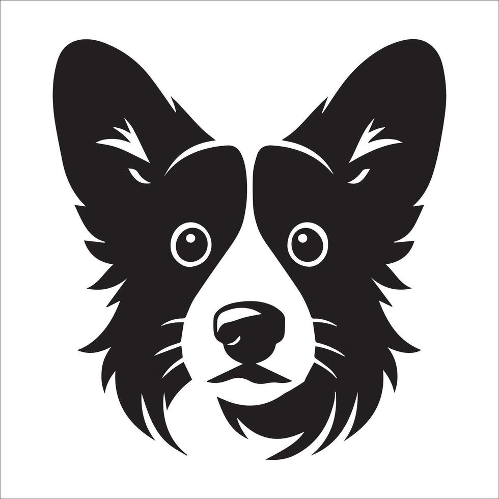 hond logo - een pembroke welsh corgi angstig gezicht illustratie in zwart en wit vector