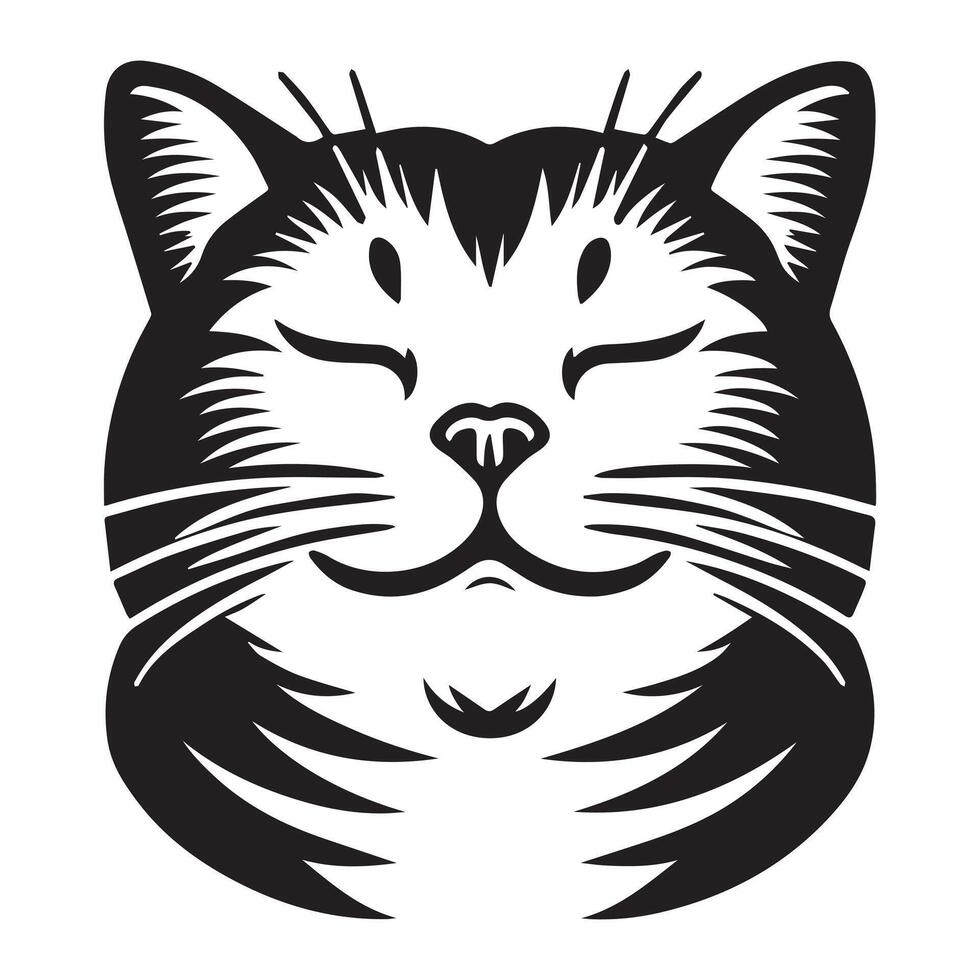 zalig Amerikaans kort haar kat gezicht illustratie in zwart en wit vector