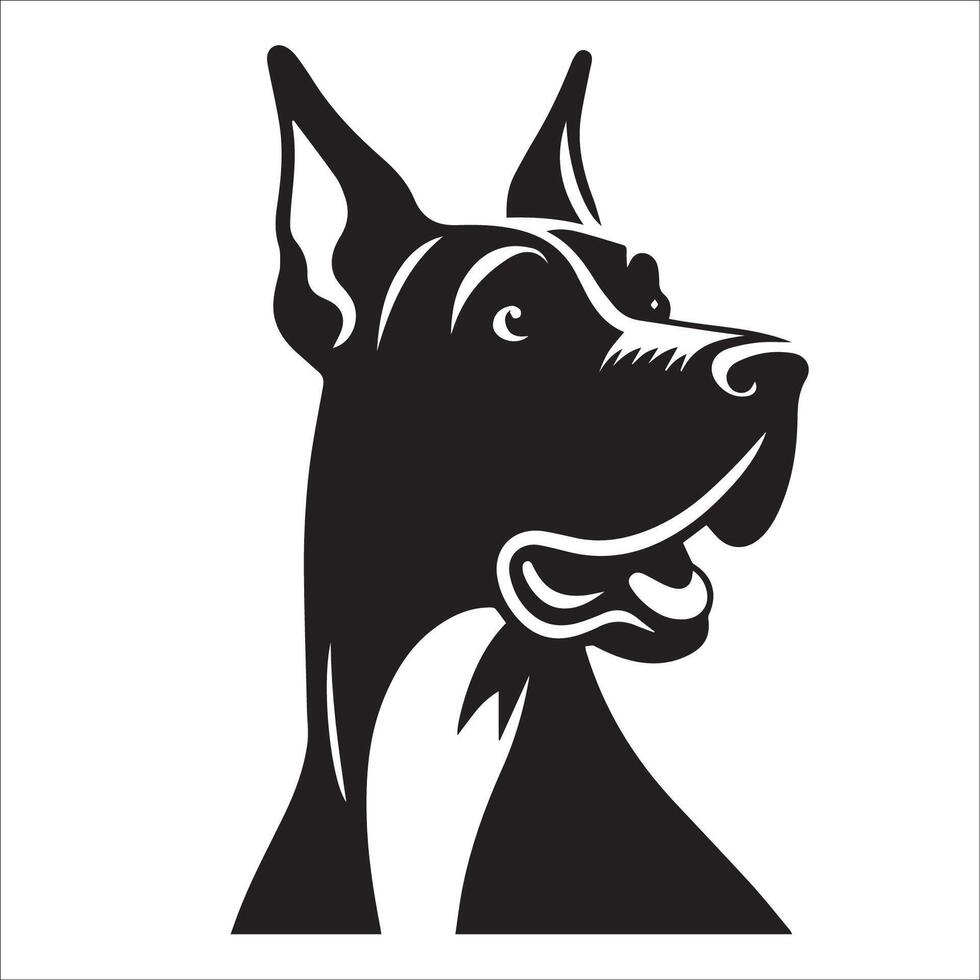 Super goed dane hond - een Super goed dane verrast gezicht illustratie in zwart en wit vector