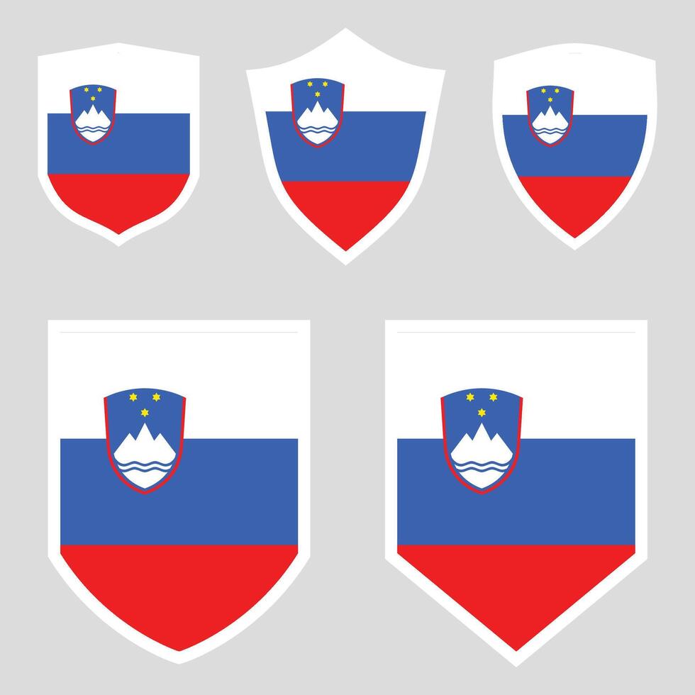 reeks van Slovenië vlag in schild vorm vector