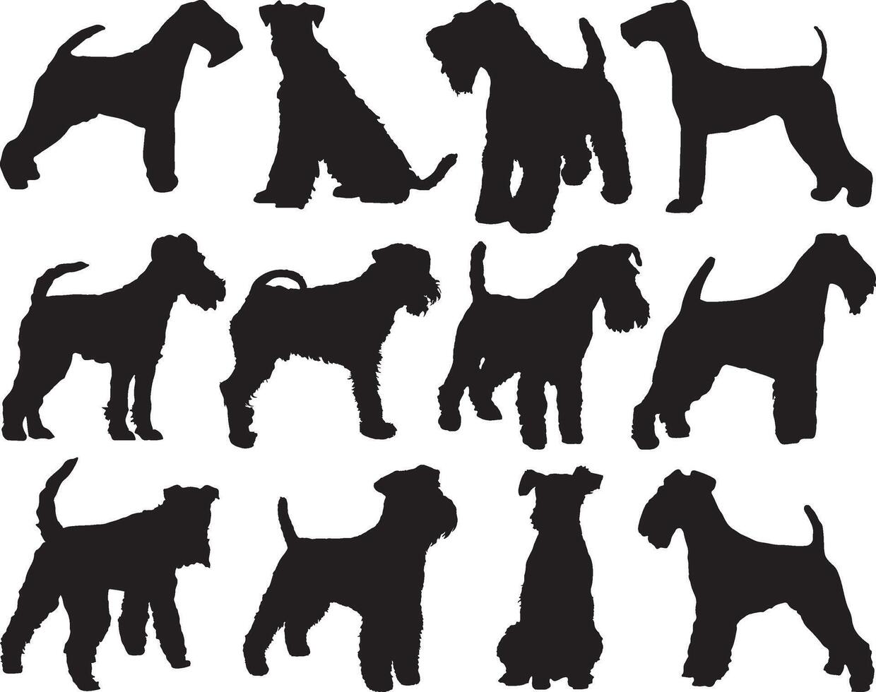 welsh terriër honden silhouet Aan wit achtergrond vector