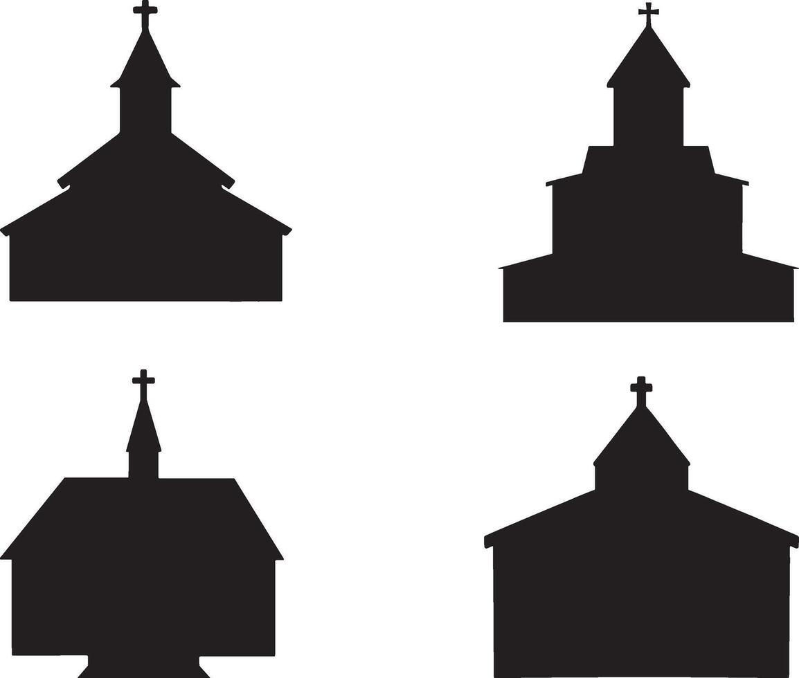 kerk silhouet Aan wit achtergrond vector