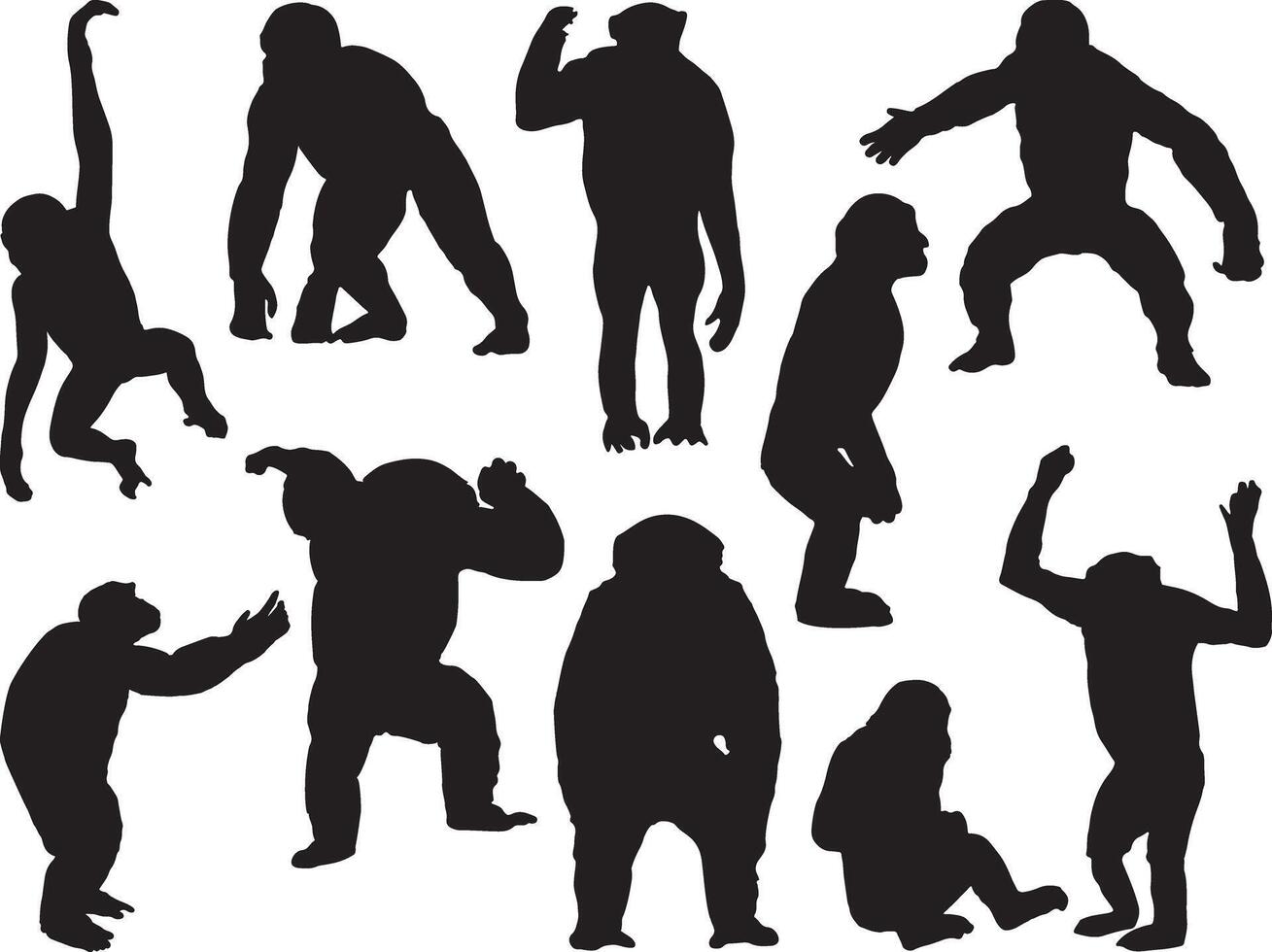 chimpansee silhouet Aan wit achtergrond vector