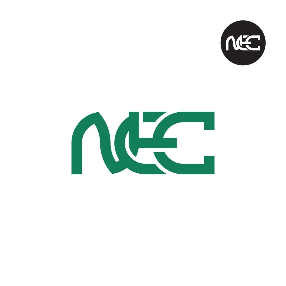 brief nee monogram logo ontwerp vector