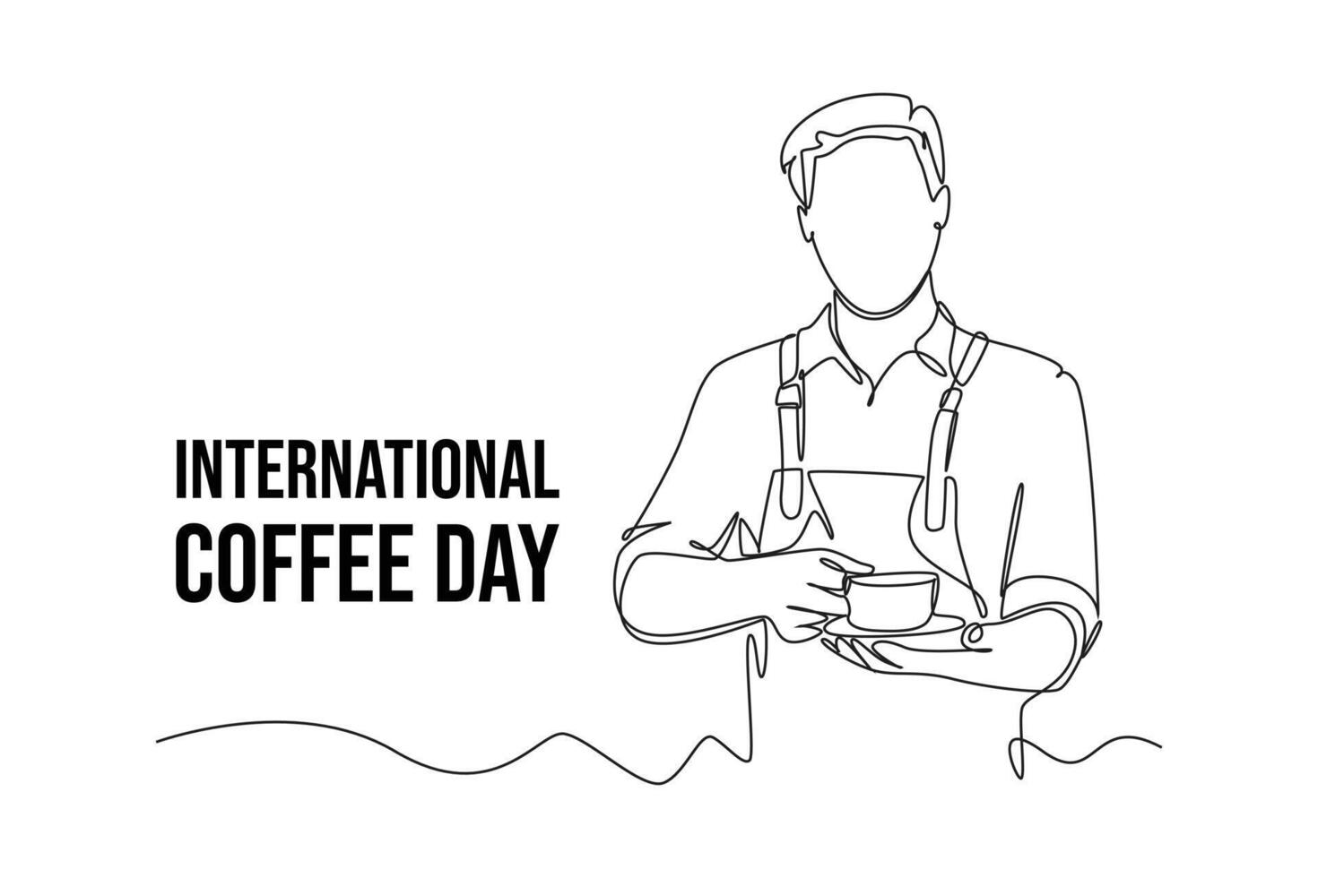 doorlopend een lijn tekening Internationale koffie dag. tekening illustratie. vector