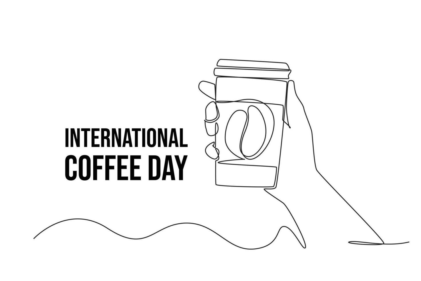 doorlopend een lijn tekening Internationale koffie dag. tekening illustratie. vector