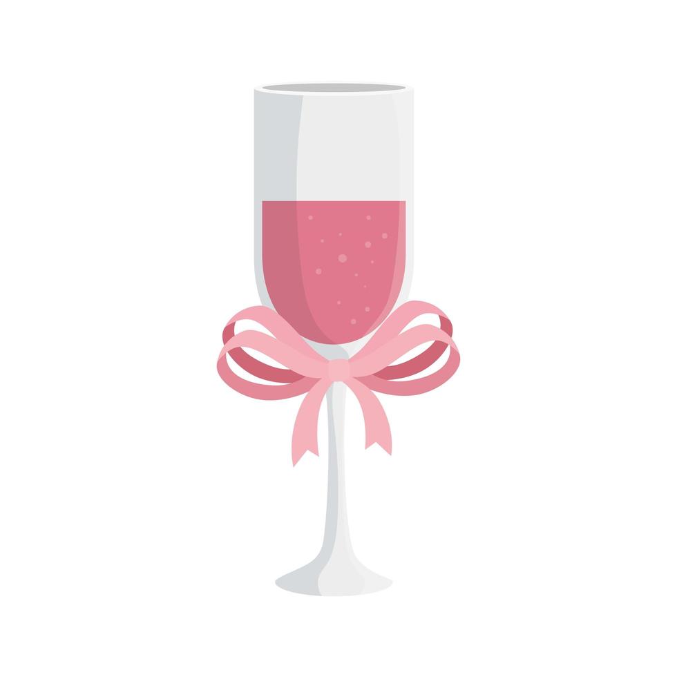 kopje champagne met lint geïsoleerd pictogram vector