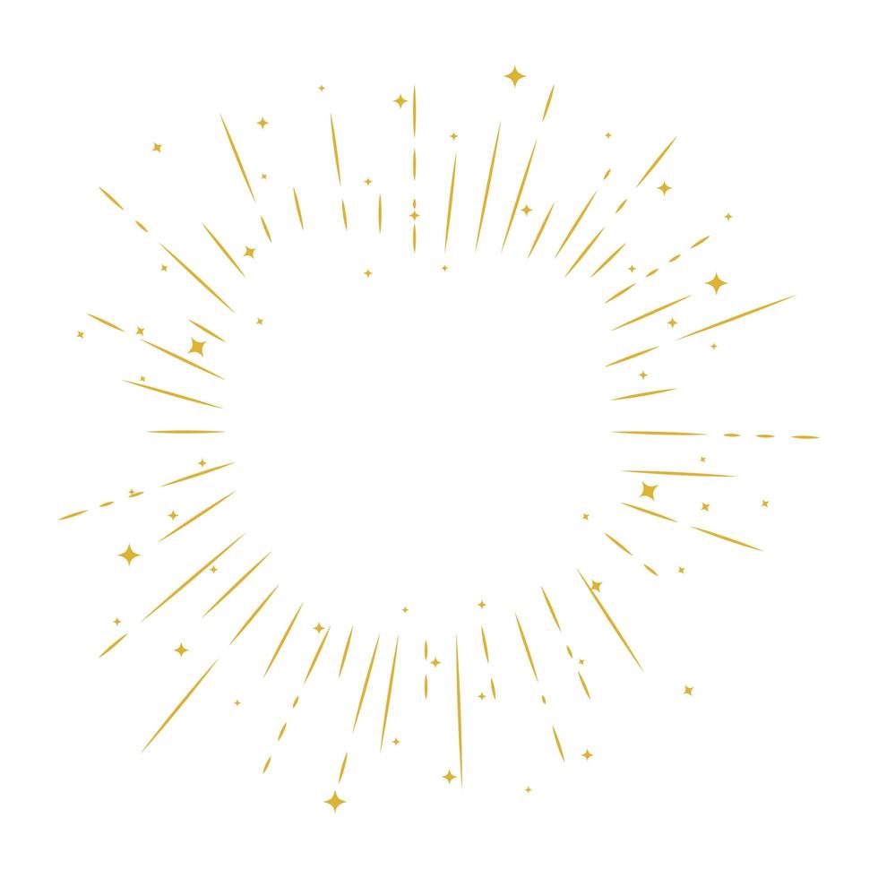 gouden zonnestraal decoratie lijn stijlicoon vector