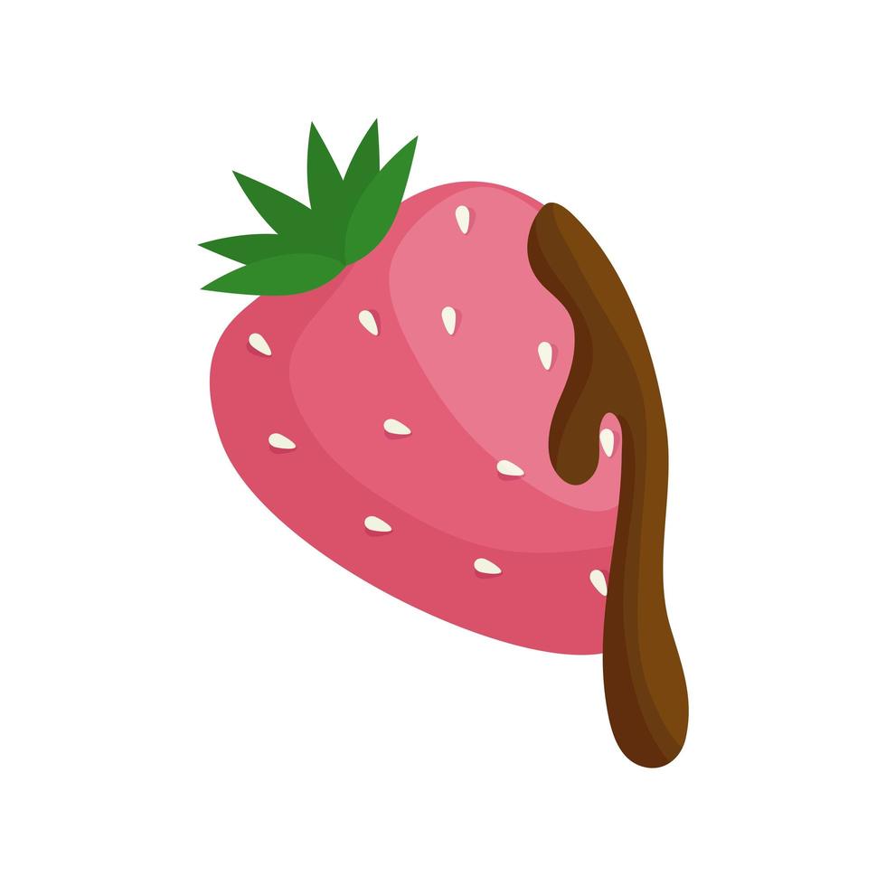 aardbei fruit met chocolade geïsoleerde icon vector