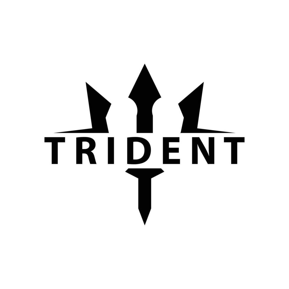 drietand logo ontwerp speer wapen zee koning Poseidon Neptunus symbool sjabloon vector