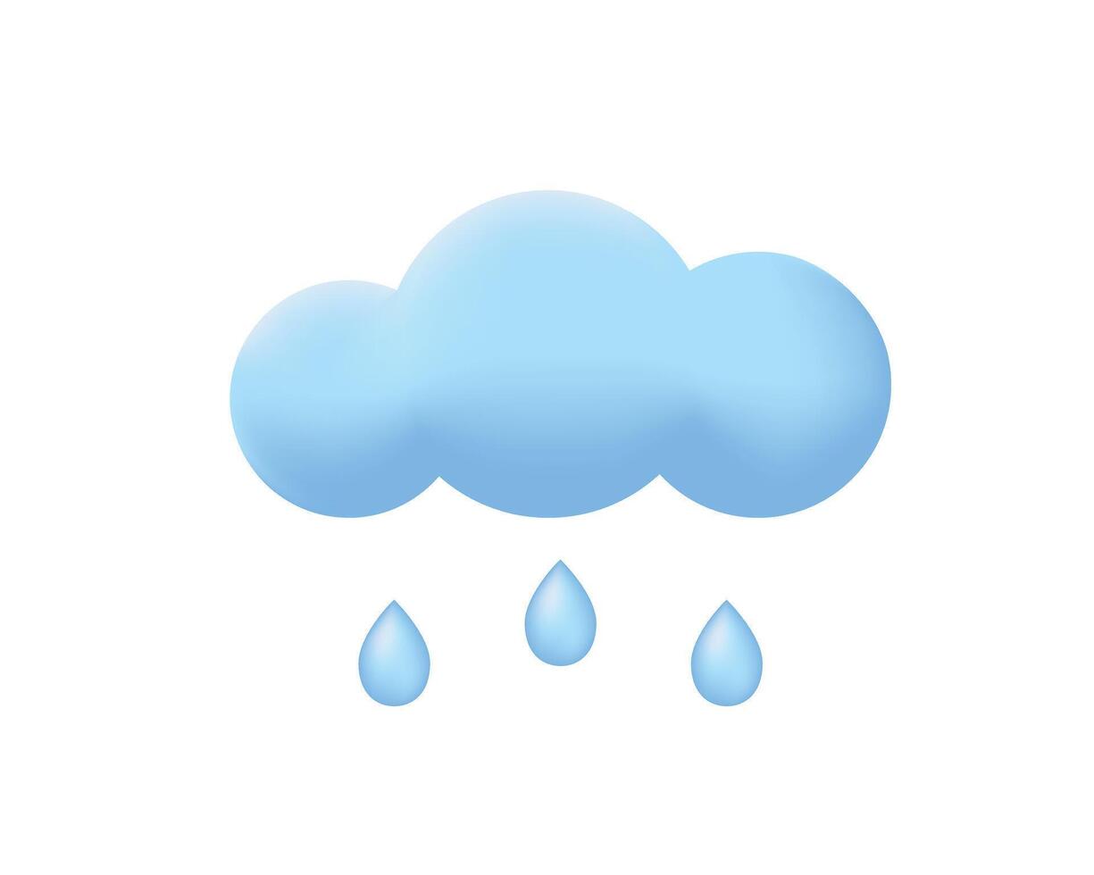 blauw wolk met regen druppels. regen weer voorspelling element icoon. vector