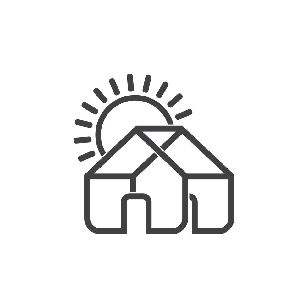 huis zon opkomst lijnen kunst symbool logo vector