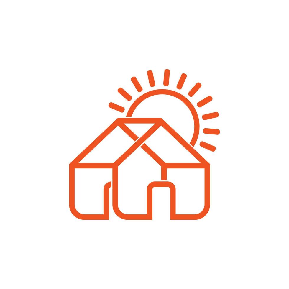 huis zon opkomst lijnen kunst symbool logo vector