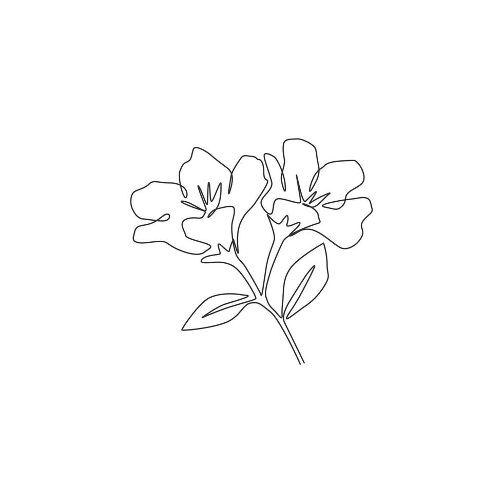 enkele een lijntekening van schoonheid verse anemoon bloem voor tuin logo. decoratieve meerjarige windbloem voor thuis muur decor poster print art. moderne doorlopende lijn tekenen ontwerp vectorillustratie vector