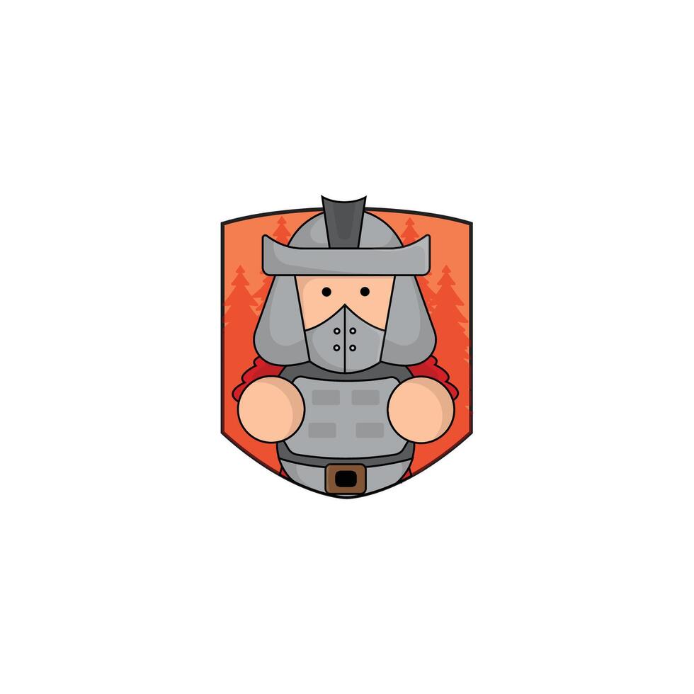 schattig tekenfilm gladiator met schild en zwaard icoon illustratie. koninkrijk concept illustratie premie tekenfilm, plat stijl tekenfilm vector