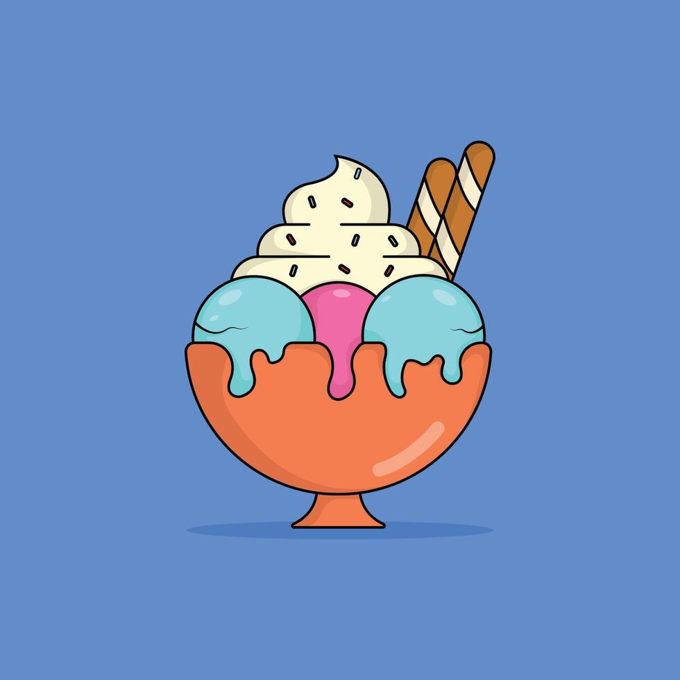 icoon ijsje heerlijk snel voedsel en drinken illustratie concept.premium illustratie vector