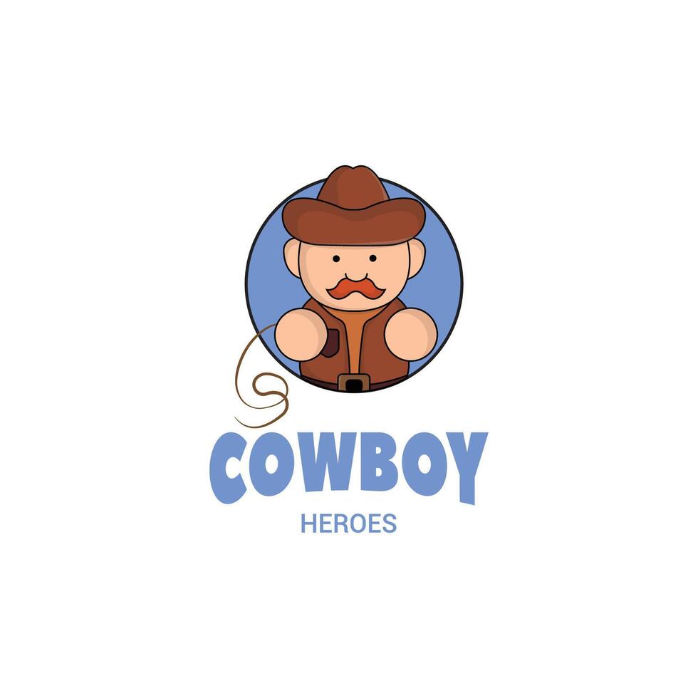 schattig mascotte logo cowboy met touw illustratie. cowboy concept illustratie mascotte logo karakter vector