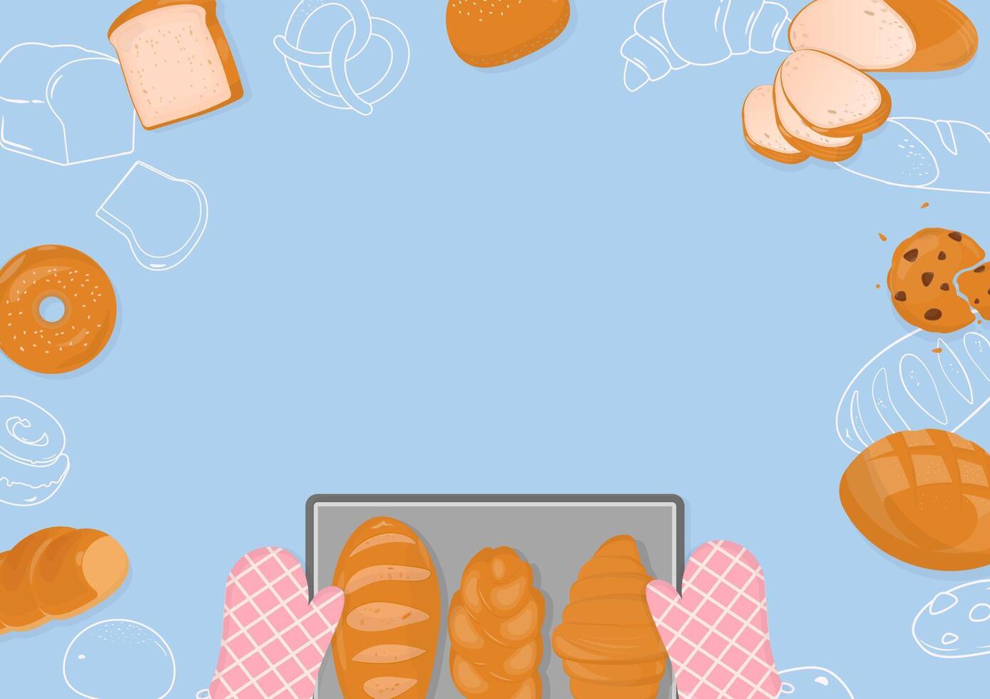 brood en gebakje Aan blauw achtergrond vector