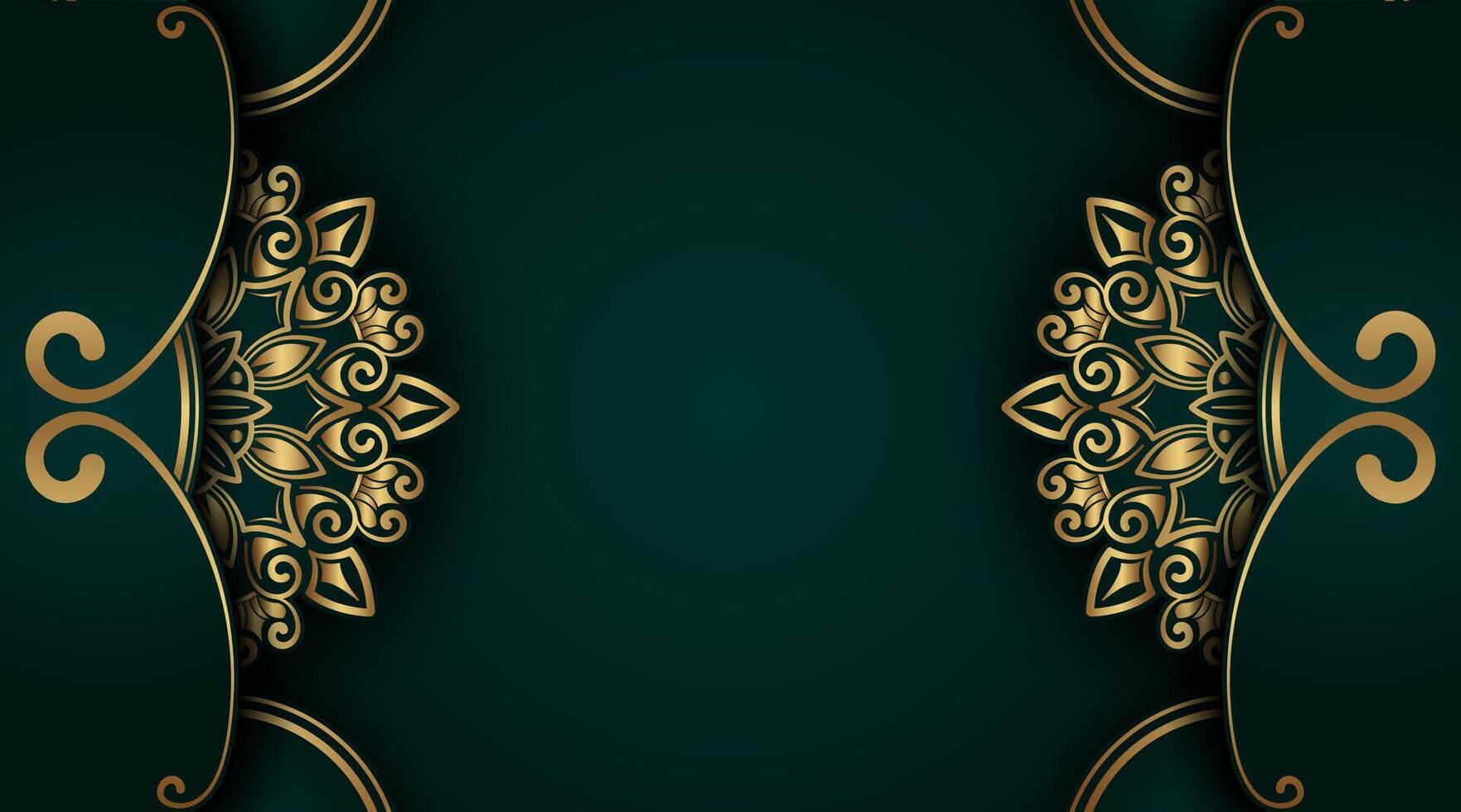 donker groen achtergrond met goud mandala ornament vector