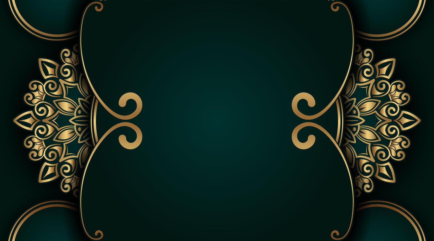donker groen achtergrond met goud mandala ornament vector