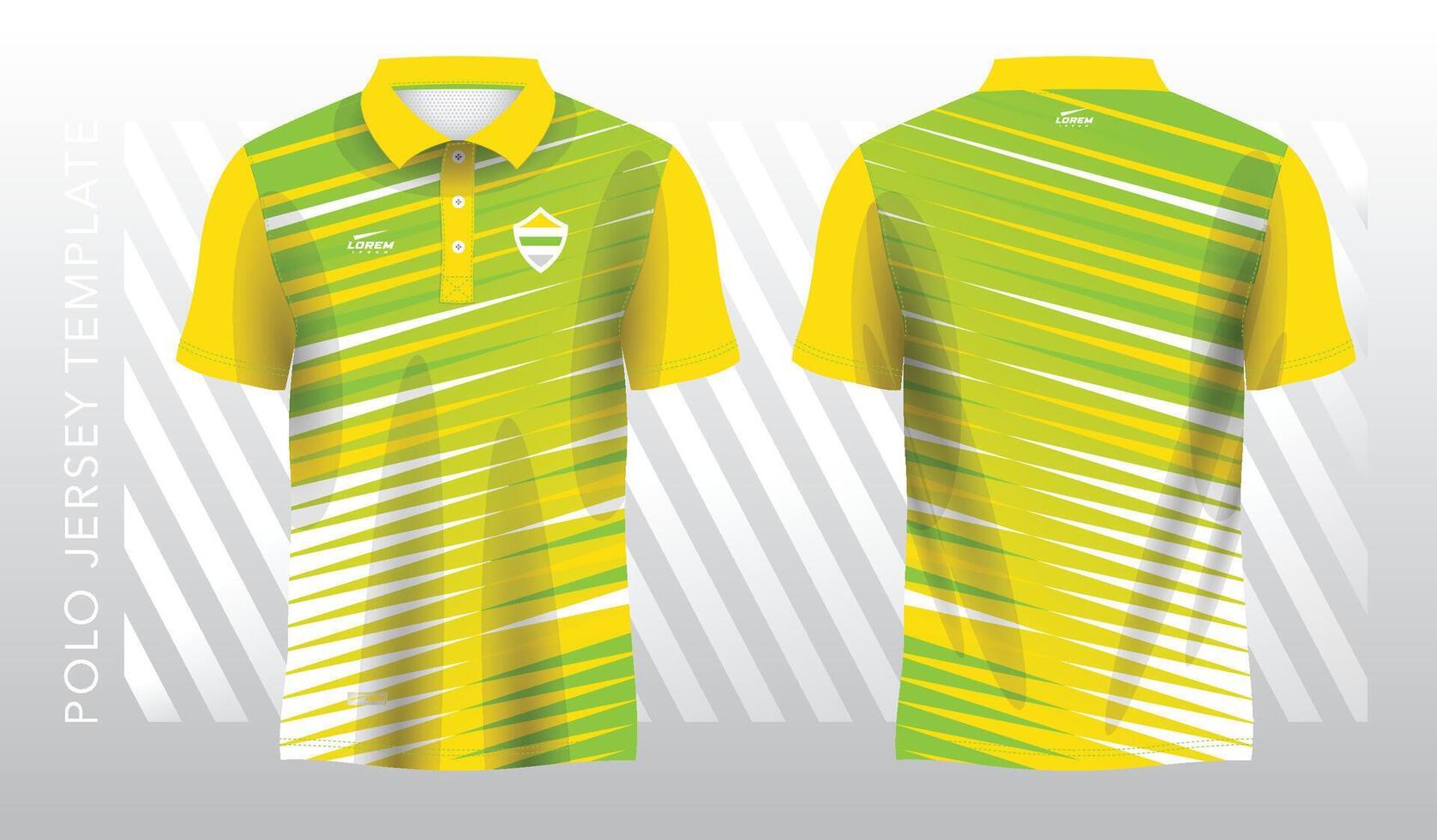 abstract geel en groen polo Jersey sport. sport uniform in voorkant en terug visie. bespotten omhoog voor sport club. vector