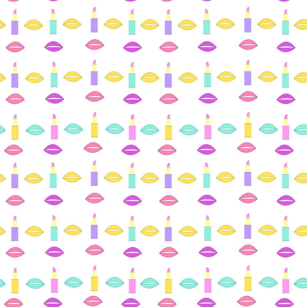 helder naadloos patroon van lip afdrukken en lippenstift. illustratie vector
