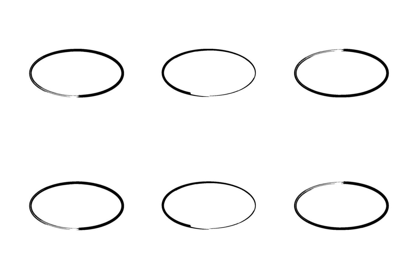 horizontaal cirkel vorm dun lijn grunge vorm borstel beroerte pictogram symbool zichtbaar illustratie reeks vector