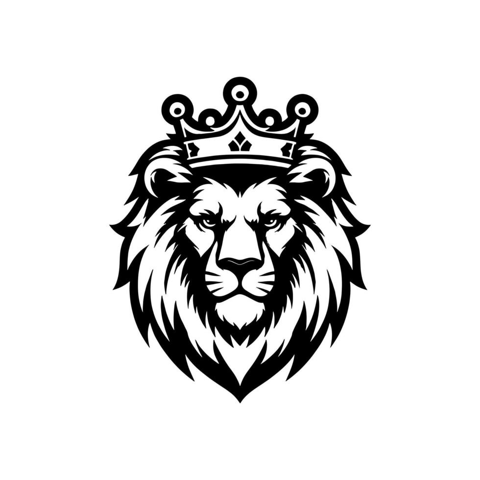 illustratie van een logo van een leeuw hoofd vervelend een kroon vector