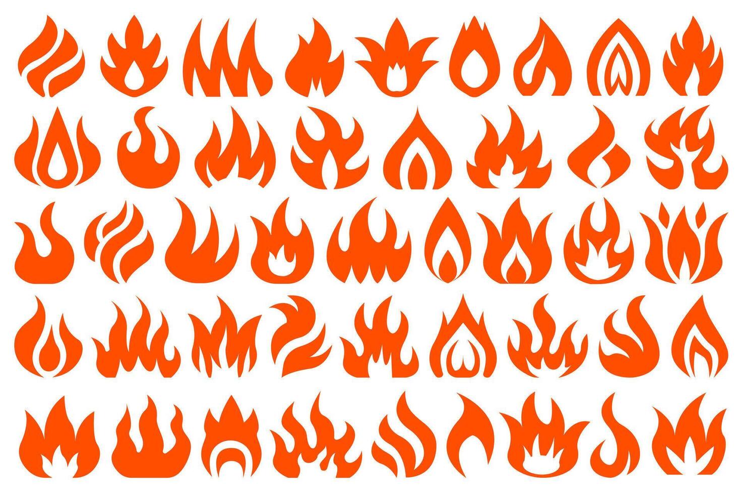 heet brandend rood oranje brand set. verzameling van vlak vlammend brand ontwerp elementen. vlam illustratie reeks voor logo, icoon, ontwerp element voor uw projecten. vector