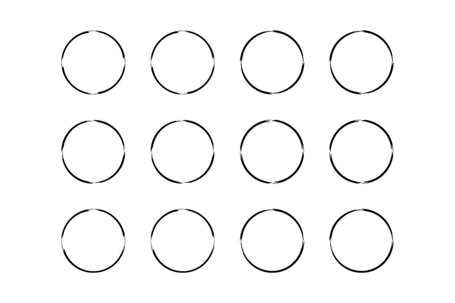 cirkel vorm afgeronde dun lijn grunge vorm borstel beroerte pictogram symbool zichtbaar illustratie reeks vector
