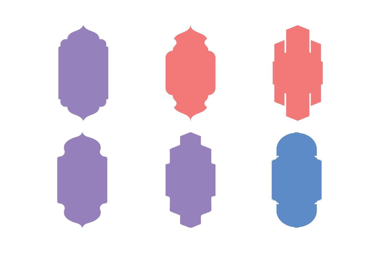 Islamitisch verticaal kader ontwerp glyph silhouetten ontwerp pictogram symbool zichtbaar illustratie kleurrijk vector